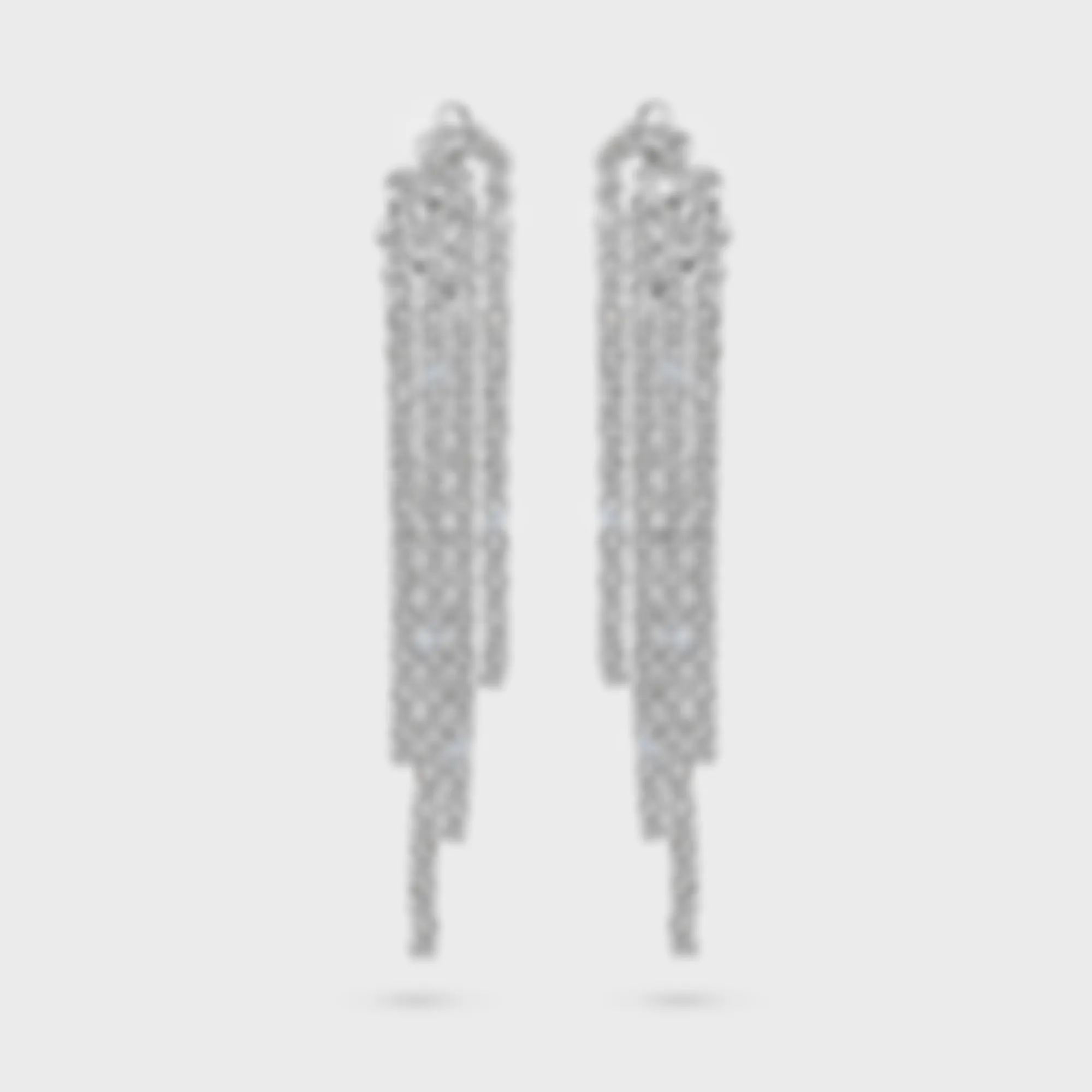 White Luxury white gold garland earrings by ValeOro with cascading strands of round diamonds, front view
