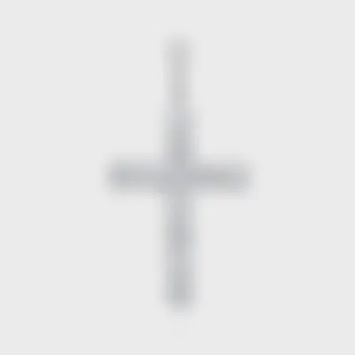 Gloss white gold cross by ValeOro with large round diamonds in open prong settings, front view