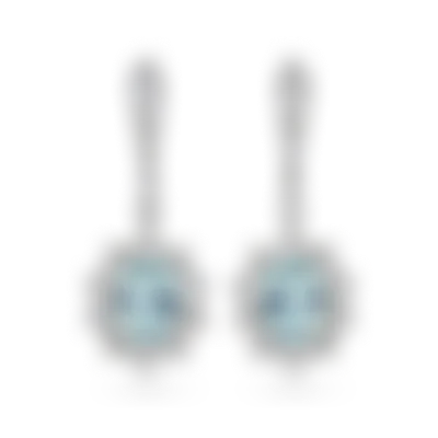 Salema white gold earrings by ValeOro with oval light blue aquamarines framed by diamonds, front view