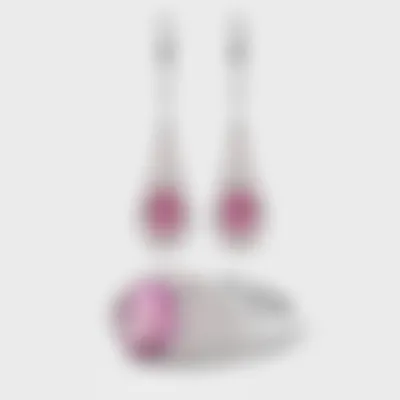 Cabo da Roca white gold set by ValeOro with oval pink spinels framed by pavé diamonds, full set view