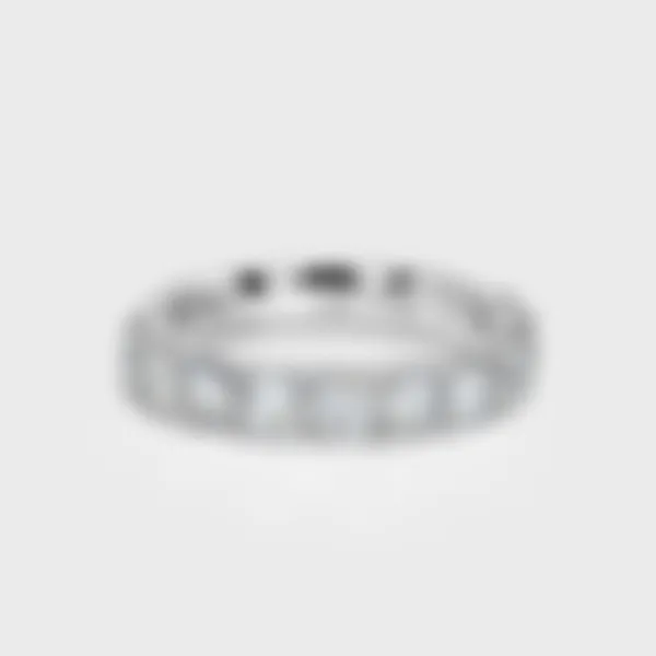 Gloss white gold ring by ValeOro with a line of round brilliant diamonds, front view