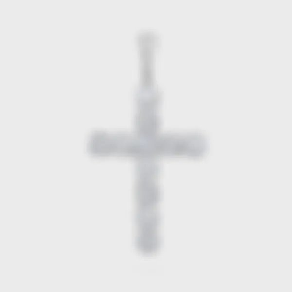 Gloss white gold cross by ValeOro with large round diamonds in open prong settings, front view