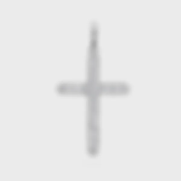 Chikalov white gold cross pendant by ValeOro with a line of round diamonds along both arms, front view