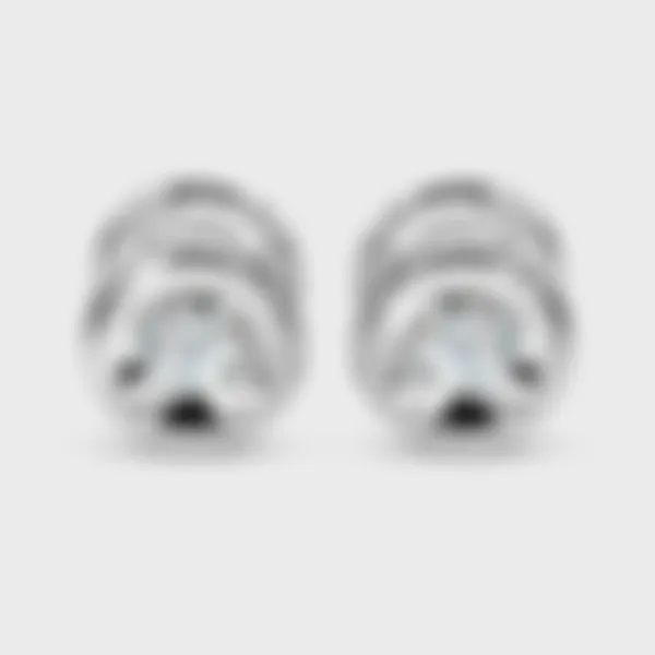 Heart white gold stud earrings by ValeOro with round diamonds in polished mirror settings, front view