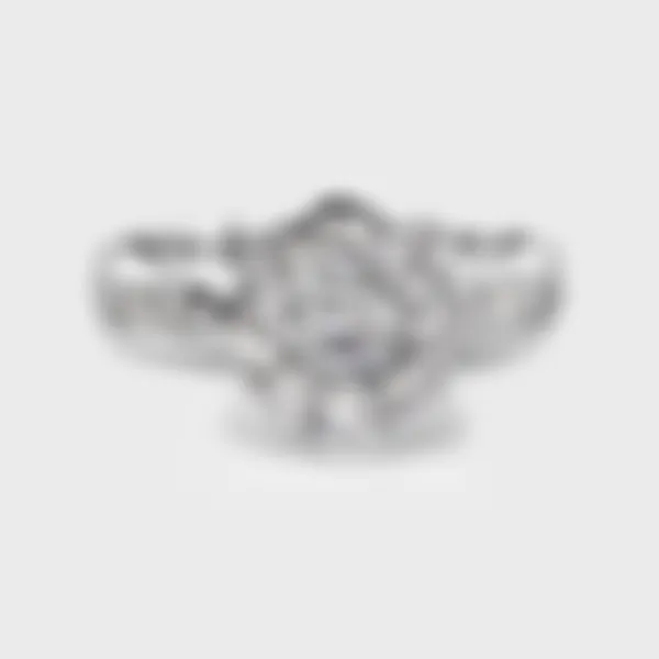 Amaryllis white gold diamond ring by ValeOro with a flower-shaped cluster and a pavé-set band, front view