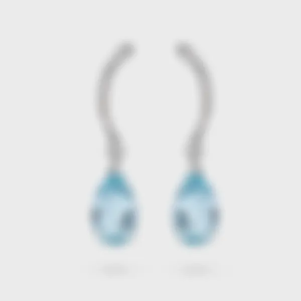 Lille white gold earrings by ValeOro with light blue aquamarines and diamonds, front view