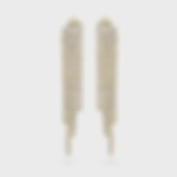 Yellow Luxury yellow gold earrings by ValeOro with cascading strands of round diamonds, front view