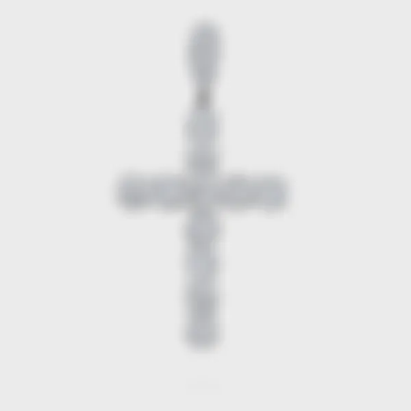 Gloss white gold cross pendant by ValeOro with large round diamonds and a pavé bail, front view