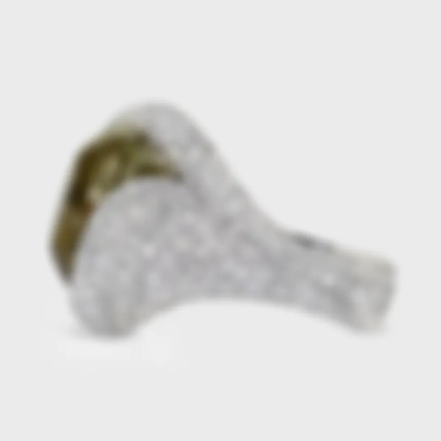 Anyos white gold ring by ValeOro with diamond pavé covering the dome and shoulders, side view