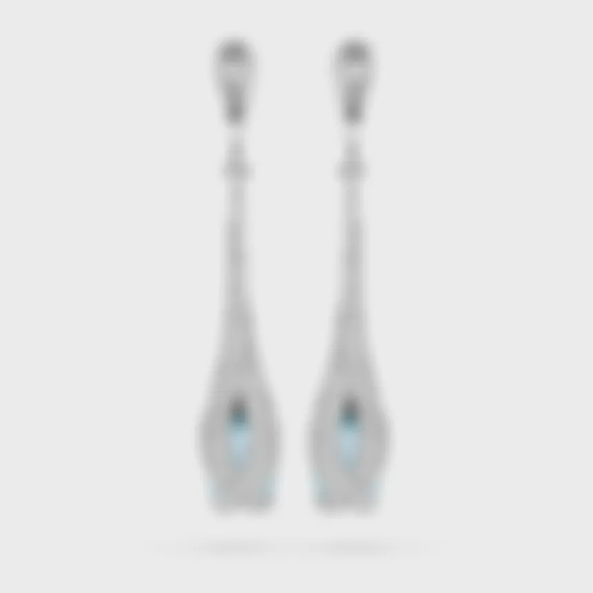 Forte dei Marmi white gold drop earrings by ValeOro with pavé diamond drops and aquamarines, back view