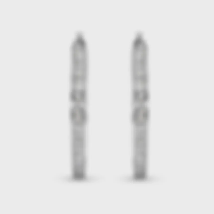 Chikalov white gold hoop earrings by ValeOro with a continuous line of diamonds that appear to float, front view